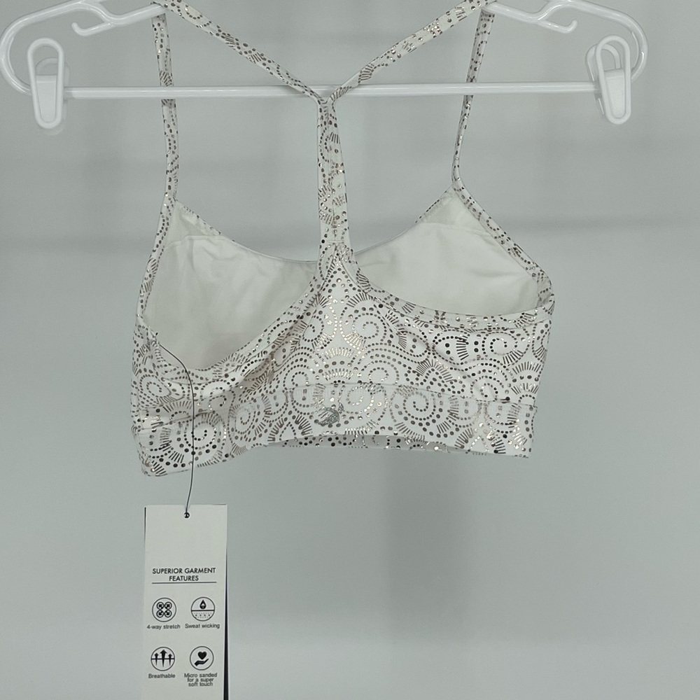 GLYDER NWT LOTUS SPORTS BRA WHITE GOLD FOIL EXTRA SMALL - Picture 4 of 8